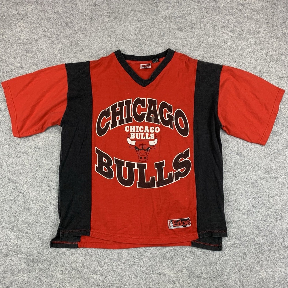 Vintage PRO EDGE Chicago Bulls Basketball Striped T Shirt 90s Size XL 1997